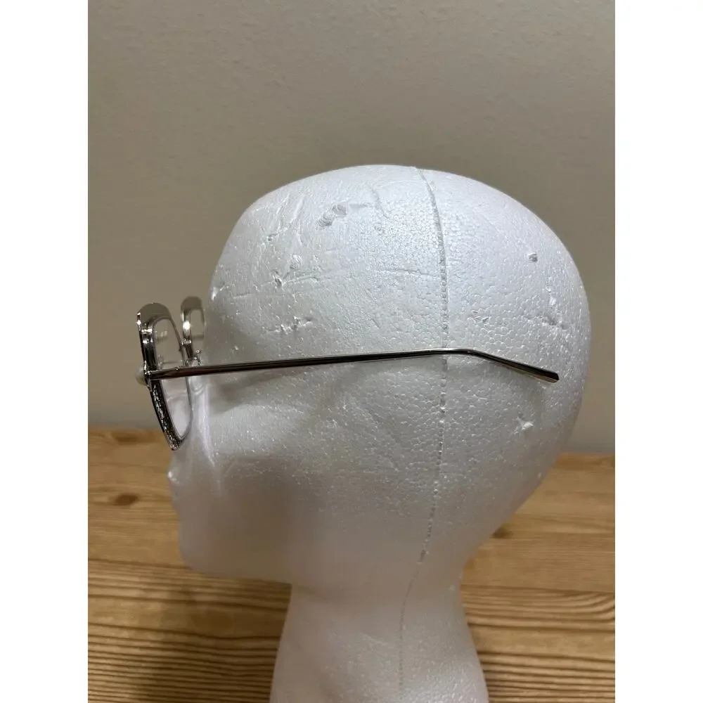 Oversized Square Eyeglasses Pearl Accent Glitter Frame VTG Style Statement Clear